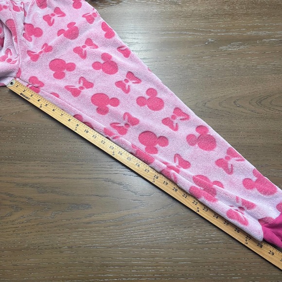 Disney Pajama Pants Womens Small Pink Fleece Jogger Pull On Mickey Ears - Picture 11 of 12